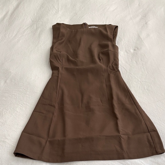 Charcoal Dresses & Skirts - Tailored Brown Sleeveless Mini Dress